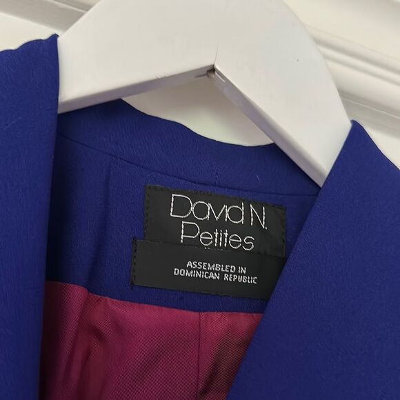 David N Petites Double-Breasted Blazer with Skirt Set in Purple - Picture 2 of 4